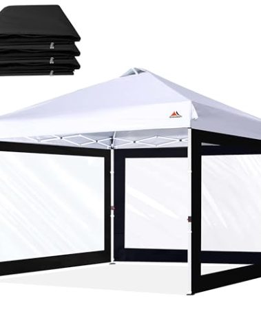 SCOCANOPY Clear Window Sidewall for 12x12 Canopy Frame, 3 Pack Sunwalls Only,(Black)