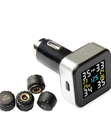 VESAFE Wireless Tire Pressure Monitoring System, Universal TPMS with Full-Color Real-Time Display, 5 Alarm Modes, 4 Waterproof Tire Pressure Sensors, 2-Year Battery Life, 0-6Bar/ 0-87PSI