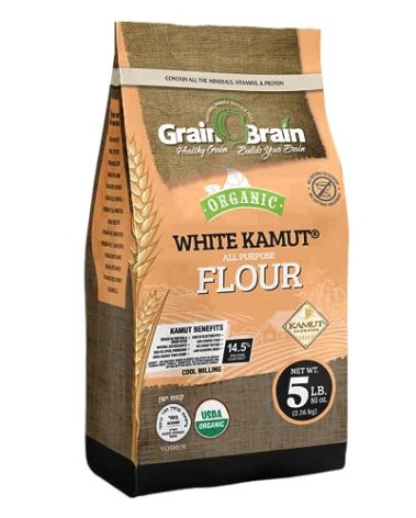 Grain Brain Organic White Kamut Flour (5 lb) Khorosan Wheat All Purpose Flour