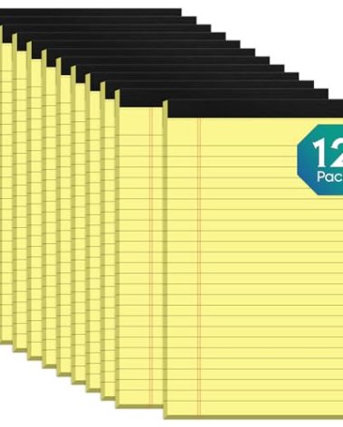 Roneky Yellow Legal Pads 5x8 Notepads, 12 Pack Small Note Pads 5x8 College Ruled Perforated Memo Pad for Work, Narrow Ruled Lined Writing Pads, 30 Sheets Per Pad, Mini Notepad for Office Home School