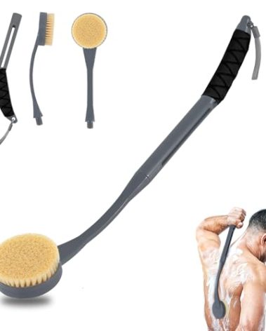 Back Scrubber for Shower,20.5" Long Handle Shower Brush for Body for Deep Clean,Back Brush for Shower for Men Women(Grey)
