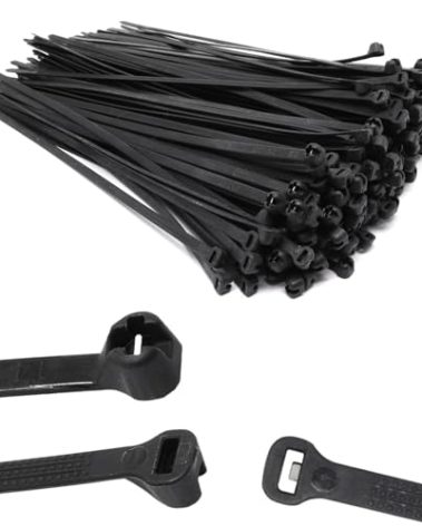 200pcs Push Mount Zip Ties, 10" Cable Zip Tie with Stainless Steel Metal Tooth Locking Device, Self Locking Straps Heavy Duty Nylon Zip Tie Clips for Industry, Auto, Construction, Electronic (10inch)