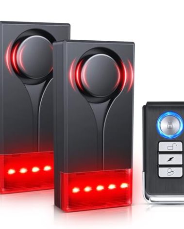 Car Anti-Theft Vibration Alarm, ELECTOP 108dB Automobile Vibration Sound & Light Alert, Wireless Remote Car Alert Automotive Warning Interior Safety Light with 2pcs Alarm