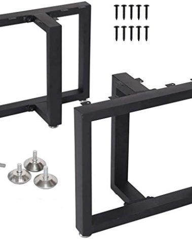 TIEOU Metal Coffee Table Leg 16” Height Industrial Rectangle Legs, Metal Bench Legs for Table Mid-Century Modern Design, Set of 2