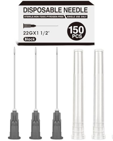 150 Pack 22 Ga 1.5 Inch Luer Lock, Lab Accessories, Industrial Dispensing Accessories, Individually Packaged