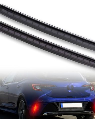 ZDEERAOTO Rear Bumper Reflector Light Fog Light DRL Lamp Feature Kit for Toyota Corolla Hatchback 2019-2025 Tail Lamp,LED Rear Reflector Panel Tail Lamp,2 PCS (Smoked)