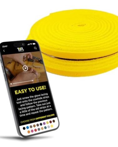 TOFL Baseball Glove Lace Kit | Leather Lacing for Baseball & Softball Glove Repair - 72" Long Strips - Yellow 2
