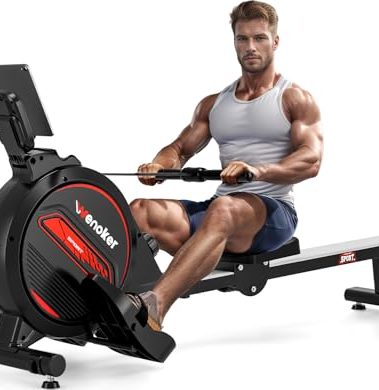 Rowing Machine, WENOKER Magnetic Rower for Home with 350LB Weight Capacity, Whisper Quiet Resistance, LCD Monitor & Tablet Holder, Comfortable Seat Cushion, Compact Space-Saving Design