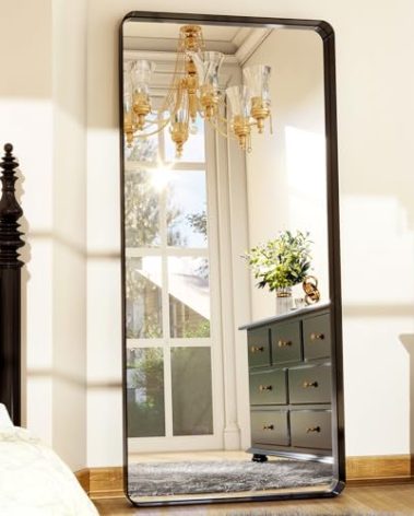 Easly 71" x 30" Full-Length Mirror - Black Deep Framed Floor Mirror, Wall-Mounted Rectangular Dressing Mirror for Home Decor in Bedroom, Bathroom, Living Room - Hang or Lean Against Wall