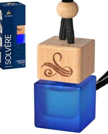 Solvère Car Air Freshener for Men | Perfume Style Freshener with Solvère Fragrance | Strong Freshener with Odour Eliminating Technology with Vent Clip | Car Air Freshener by Perfa