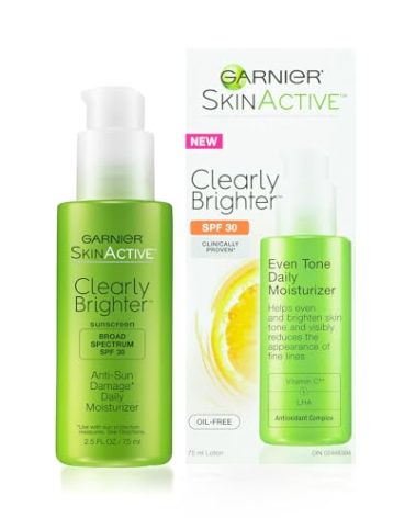 Garnier SkinActive Clearly Brighter SPF 30 Face Moisturizer with Vitamin C, 2.5 Fl Oz (75mL), 1 Count (Packaging May Vary)