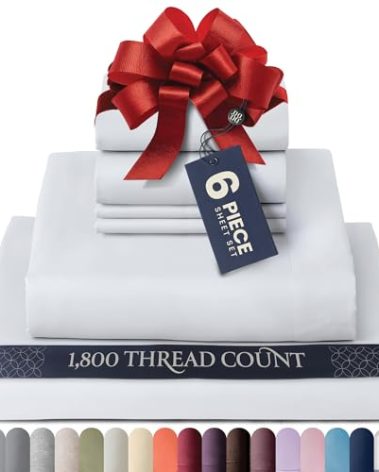 BELADOR Silky Soft King White Sheet Set -Luxury 6 Piece Bed Sheets for King Size Bed, Secure-Fit Deep Pocket Sheets with Elastic, Breathable Hotel Sheets & Pillowcase Set, Wrinkle Free Oeko-Tex Sheet