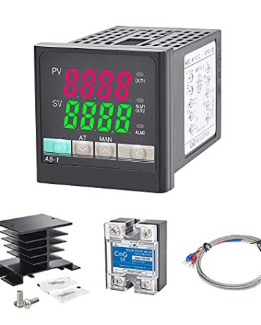 PID Temperature Controller Kit, CGELE Voltage AC 100~240V Comes with SSR 40DA Solid State Relay, K Type Thermocouple Sensor, and Black Heat Sink