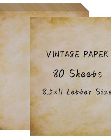 80 Sheets Vintage Paper, 8.5" x 11" Letter Size Printer Paper, Antique Stationery for Writing, Double-sided Aged Parchment Paper for Printing, Decorative Old Look for Invites Resume