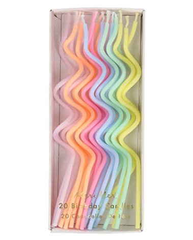 Meri Meri Swirly Tall Cake Candles (Pack of 20), 5" Tall Unscented Candles