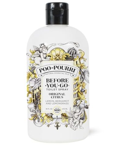 Poo-Pourri Before-You-Go Toilet Spray Refill, Original Citrus, 16 Fl Oz, Up to 800 Uses, Bathroom Odor Deodorizer with Essential Oils for Home or Work, Lemon, Bergamot and Lemongrass Scent