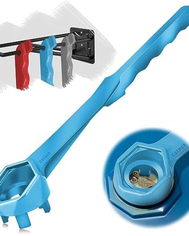 CoLuck Bung Wrench|Gallon Drum Wrench 55 Gallon Drum Barrel Wrench Drum Opener Tool for Opening 10 15 20 30 50 55 Gallon Drum|Fits 2 inch and 3/4 inch Bung Caps Aluminum Blue