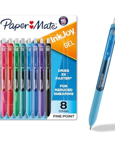 Paper Mate InkJoy Fine Point Assorted Gel Pens, Enjoy Smudge-Free Writing with Quick Dry Ink, 8 Pack