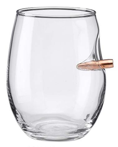 BenShot Wine Glass with Real .308 Bullet - 15oz | Made in the USA [Set of 2]