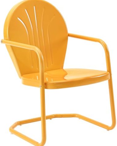 Crosley Furniture Griffith Outdoor Chair, Retro Metal Patio Chairs for Dining, Porch, Deck, Balcony, Tangerine
