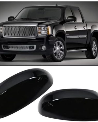 Abagael Mirror Covers Caps Compatible with Chevrolet Silverado Tahoe, GMC Sierra Yukon Cadillac Escalade 2007 2008 2009 2010 2011 2012 2013 2014 (GLOSSY BLACK)