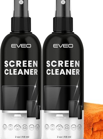Screen Cleaner Spray - TV Screen Cleaner Spray and Microfiber Cloth kit, Computer Screen Cleaner & Car Screen Cleaner for TV, Monitor, Laptop, MacBook, iPad, iPhone and Electronic Devices - 2 Pack