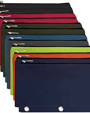 Trail maker 24 Pencil Pouches for 3 Ring Binder Bulk Pencil Bags with Zipper, Large Binder Pencil Pouch Bundle for School, Offices, Budgeting (24 Pencil Cases in 8 Colors)