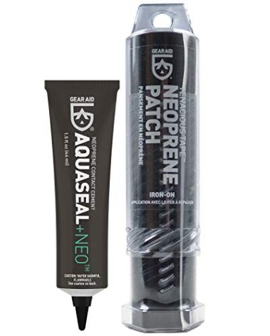 GEAR AID Wetsuit Repair Kit with Iron-On Neoprene Patch and Glue, Fix Seams and Tears