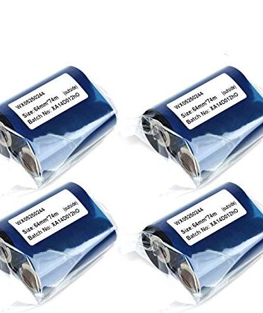 2.20 inch x 244 ft. (57mm x 74m) - Thermal Transfer Wax Ribbons for Zebra Printers (1/2 in Core, Black, 4 Pack)