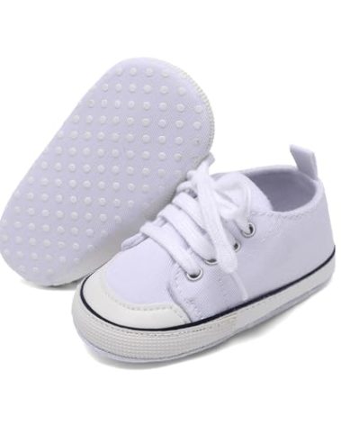 Unisex Baby Girls Boys Shoes Infant Soft Sole Canvas Newborn First Walkers High Top Anti-Slip Sneakers (a11/White,12-18 Months)