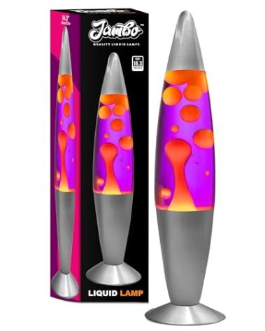 JAMBO 16" Beautiful Lamp- Purple with Yellow/Orange Wax, Relaxing Liquid Light, Night Light Nightlight, Home Decor Living Room Office Bedroom Lamp for Adults Teens Kids Magma Motion