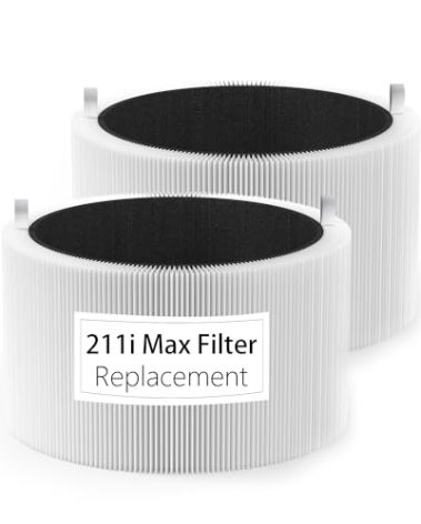 211i Max Replacement Filter Compatible with Blue Pure 211i Max Air Purifier, H13 Ture HEPA and High-Efficiency Activated Carbon Filters, Replace part # F2MAX, 2 Pack