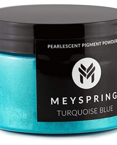 MEYSPRING Turquoise Blue Mica Powder - 50g - Epoxy Resin Color Pigment - Teal Mica Powder for Resin Ocean Art, River Tables, Woodworking - Cosmetic Grade