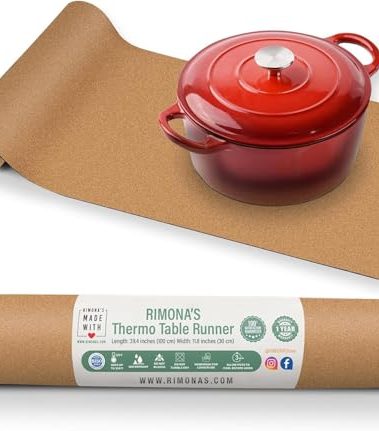 RIMONA'S Heat Resistant Table Runner - Waterproof, Trivet Runner, Heat Proof Table Protector, Trivet Table Runner, Ideal for Gifting, Mother-in-Law Gift, All-Natural Cork Table Runner