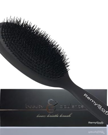 RemySoft Beauty & Opulence Boar Bristle Brush - Safe For Hair Extensions, Weaves and Wigs