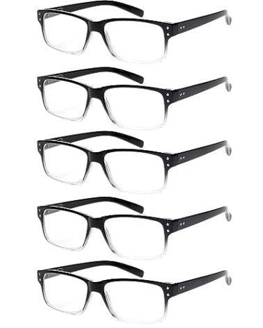 NORPERWIS Reading Glasses 5 Pairs Quality Readers Spring Hinge Glasses for Reading for Men and Women (5pcs - Black/Clear, 2.50)