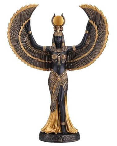 Veronese Design 13 3/8 Inch Isis The Egyptian Goddess of Magic and Wisdom Polystone Hand Painted Black Gold Statue Home Decor Sculpture