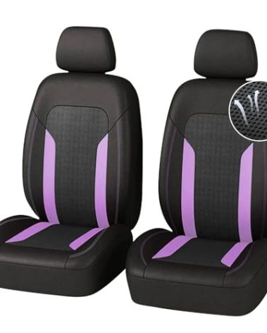 4PCS Cooling Car Seat Covers,Breathable Front Seat Covers with Mesh Construction and Foam Padding,Car Seat Protector to Reduce Back Sweating,Universal Car Interior for Car SUV (Purple)