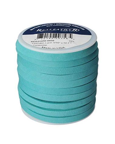 Silver Creek Leather Co Realeather Deerskin Leather Lace for Crafts and Jewelry Making, 3/16" x 50', Turquoise