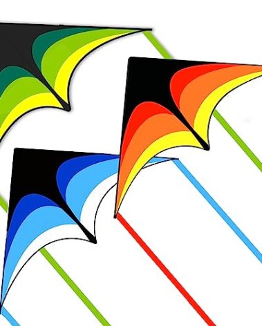 Mint's Colorful Life 3 Pack Delta Kites for Kids & Adults, Extremely Easy to Fly Kite, Best Kite for Beginner(Green & Yellow & Blue)