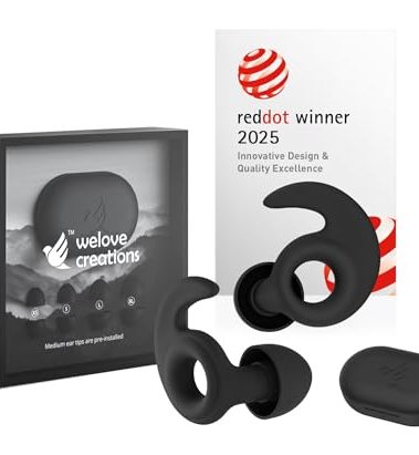 Welove Ultra-Comfy Ear Plugs with First-Ever UV Sanitizer—Reusable Earplugs for Sleep, Focus, Travel, and Noise Sensitivity |Hearing Protection |Customizable Fit | 18dB NRR Noise Reduction