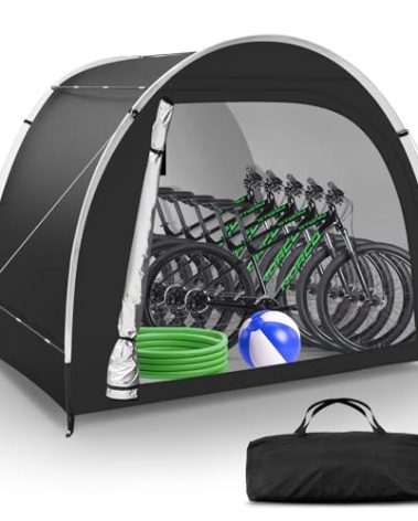 Bike Storage Tent Sheds - Outdoor Storage Waterproof, Upgraded 6.56x4.92x5.58ft Bicycle Shed Tent, Portable Bike Covers Shelter with Carry Bag for Motorcycle, Garden Tool - Medium