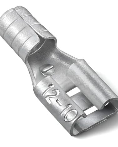 Otoolling 50 Pcs High Temperature Female Non Insulated Spade Connectors, 12-10 Gauge Quick Disconnect, 1/4" Female Tab Wire Splice Connectors for Strong Crimps in Electrical Wire Terminals