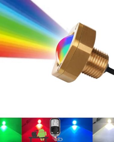 NBWDY RGBW IP68 Underwater 1/2in NPT Boat Drain Plug Light with APP Remote Control,Smart Cooling System,Anti-Corrosion Bronze Housing Marine Boat LED Light for Fishing Swimming Diving