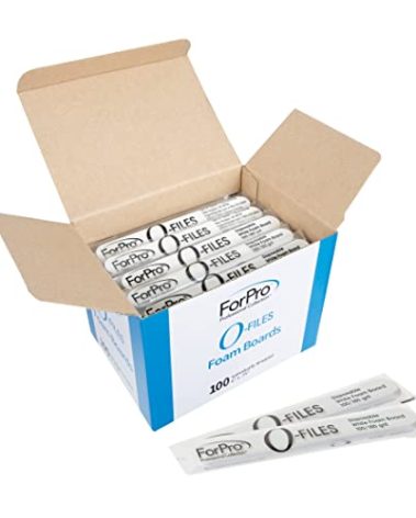 ForPro Professional Collection O-Files Foam Board, Double-Sided Manicure Nail File, 100/180 Grit, Individually-Wrapped, 6" L x .75" W, White, 100-Count