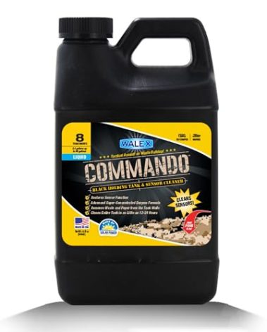 Walex Commando Liquid Black Holding Tank and Sensor Cleaner for RV, Camper & Marine - Rapid Breakdown of Waste & Toilet Paper, Cleans Entire Tank within 12-24 Hours, Restores Sensor Function, 32oz