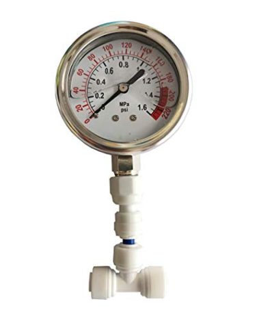 Malida Stainless Water Pressure Test Gauge, Water Pressure Detector for Aquarium Meter 0-1.6MPa 0-220psi Reverse Osmosis System Pump with 1/4.