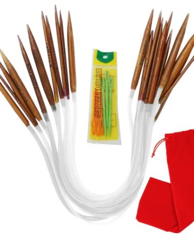 KnitPal 12 Inch (30cm) Bamboo Circular Knitting Needles Set - 11 Pairs, Sizes: US 0-10 (2mm-6mm) - Short Circular Knitting Needles with Pouch & eBook - Free Patterns