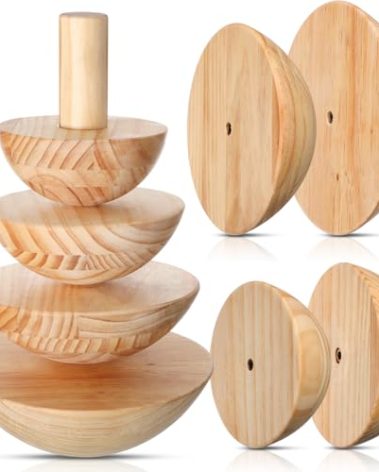 DoubleFill 4 Pack Pottery Molds Plaster Molds Wood Pottery Tools with Handle for Ceramic Top Forms DIY Bowls Plate Dish Slump Press Art Making(Hemispherical,5.5'' 6.5'' 7.5'' 8.5'' Thickness 2.5'')