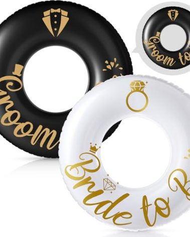 Silipull 2 Pcs Groom to Be Mr and Mrs Pool Floats 48 Inch Inflatable Bride Pool Tubes Bachelorette Party Decorations Wedding Floats for Engagement Gifts Bridal(Bride and Groom)